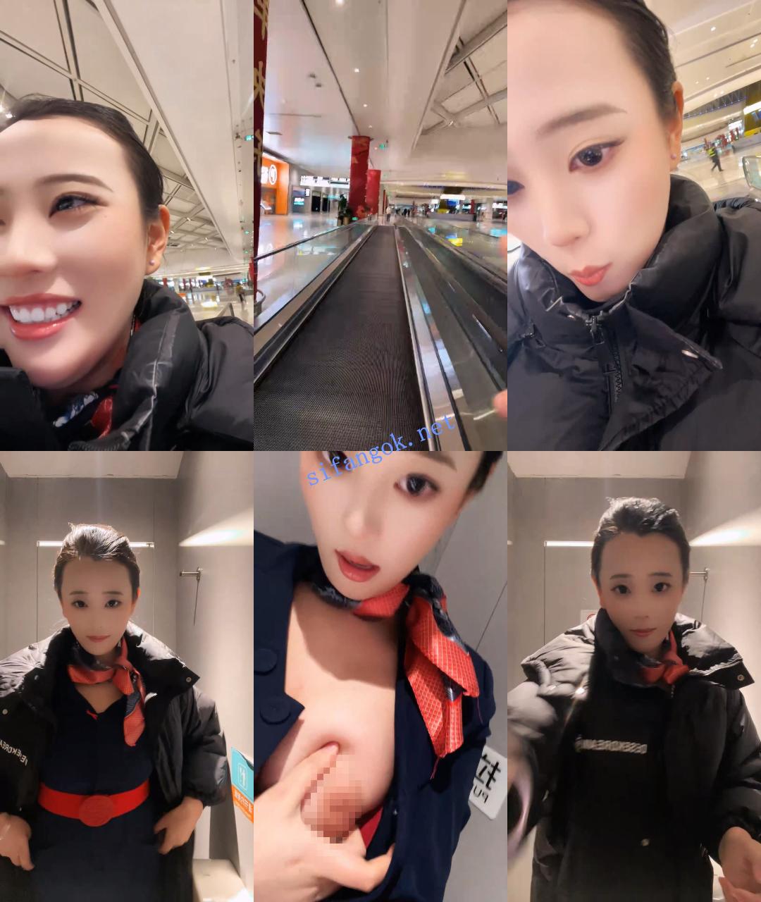 ♆♆ 小鱼糕冷 巨乳空姐~! 机场直播~跳蛋道具自慰~啪啪 图 01