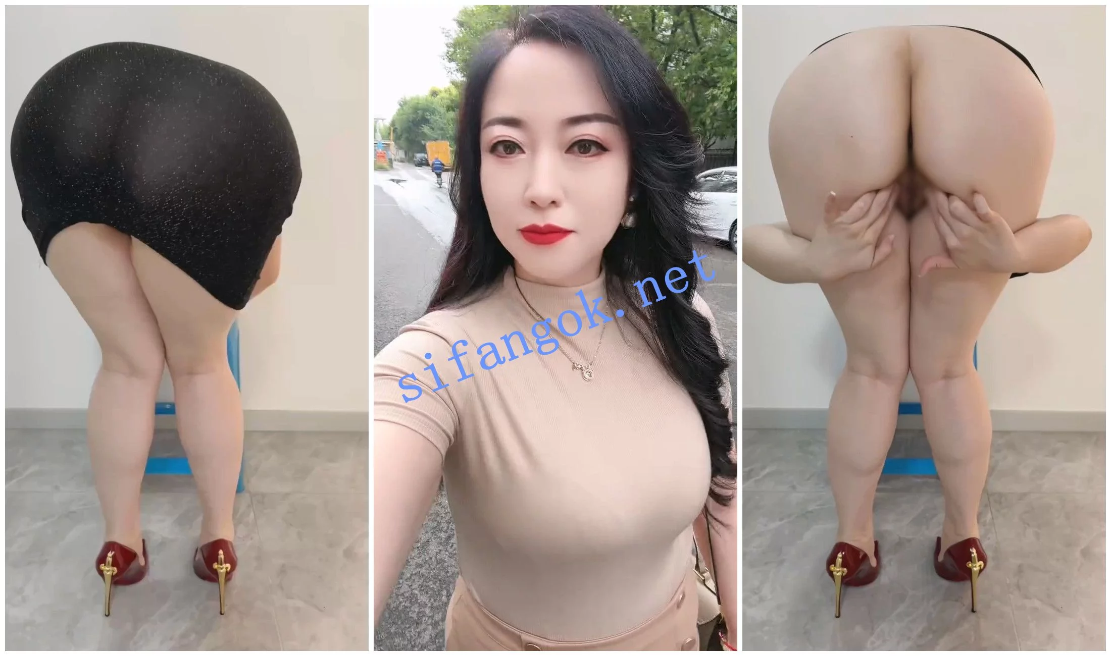 快手福利 大奶肥臀丝袜熟女 任大美 道具自X肥臀扭动 图 05